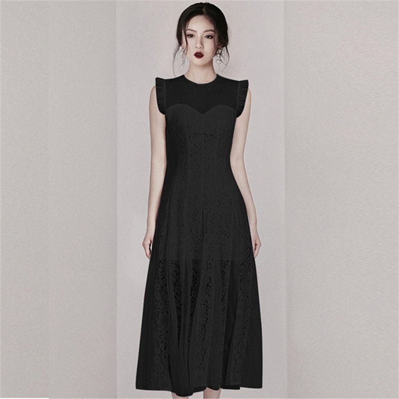 

Solid Color Sleeveless Sheath Dress Women Summer Elegant Bodycon Dresses OL Ruched Draped Bottoming Vestidos 210603, Picture color