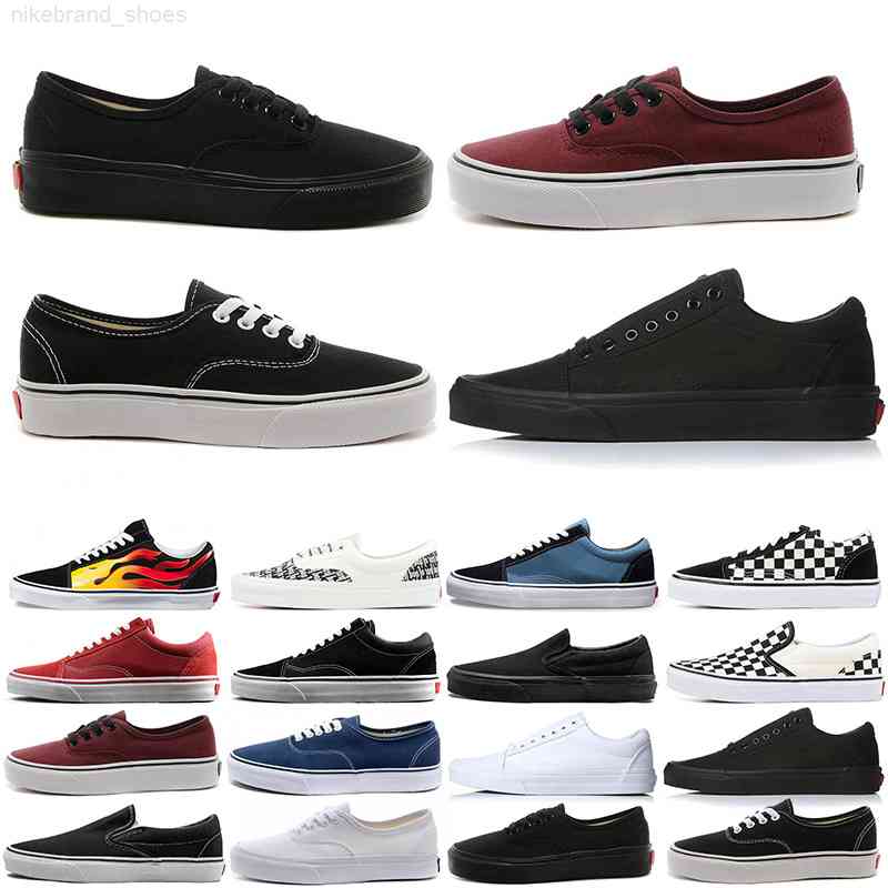 

men women running shoes old skool canvas sneakers slip on classic black triple white red Blue Checkerboard Brown mens trainers outdoor size 36-44