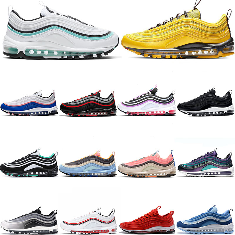 Chaussures de course pour hommes classiques Femmes 97 Aurora Vert Noir Blanc Blanc Bleu Pink Lands Bred Bright Citron Clear Emeraude Corduoy Pack