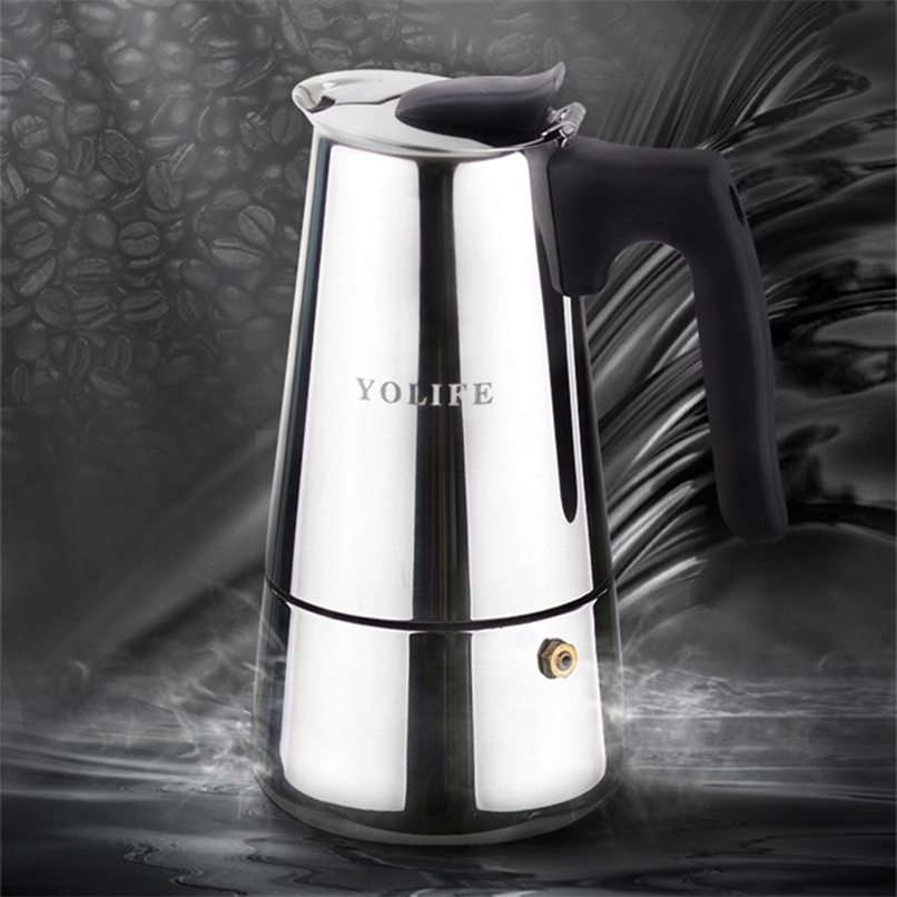 

2 - 6 Cups Stainless Steel Moka Coffee Maker Mocha Espresso V60 Latte Stovetop Filter Coffee Pot barista milk pitcher Tools 210408