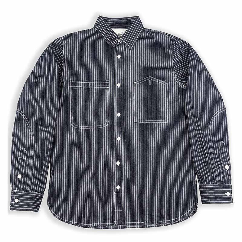 

Men' Casual Shirts Mcikkny Men Vintage Stripes Denim Long Sleeves Loose Jeans For Male Cotton, Blue 2