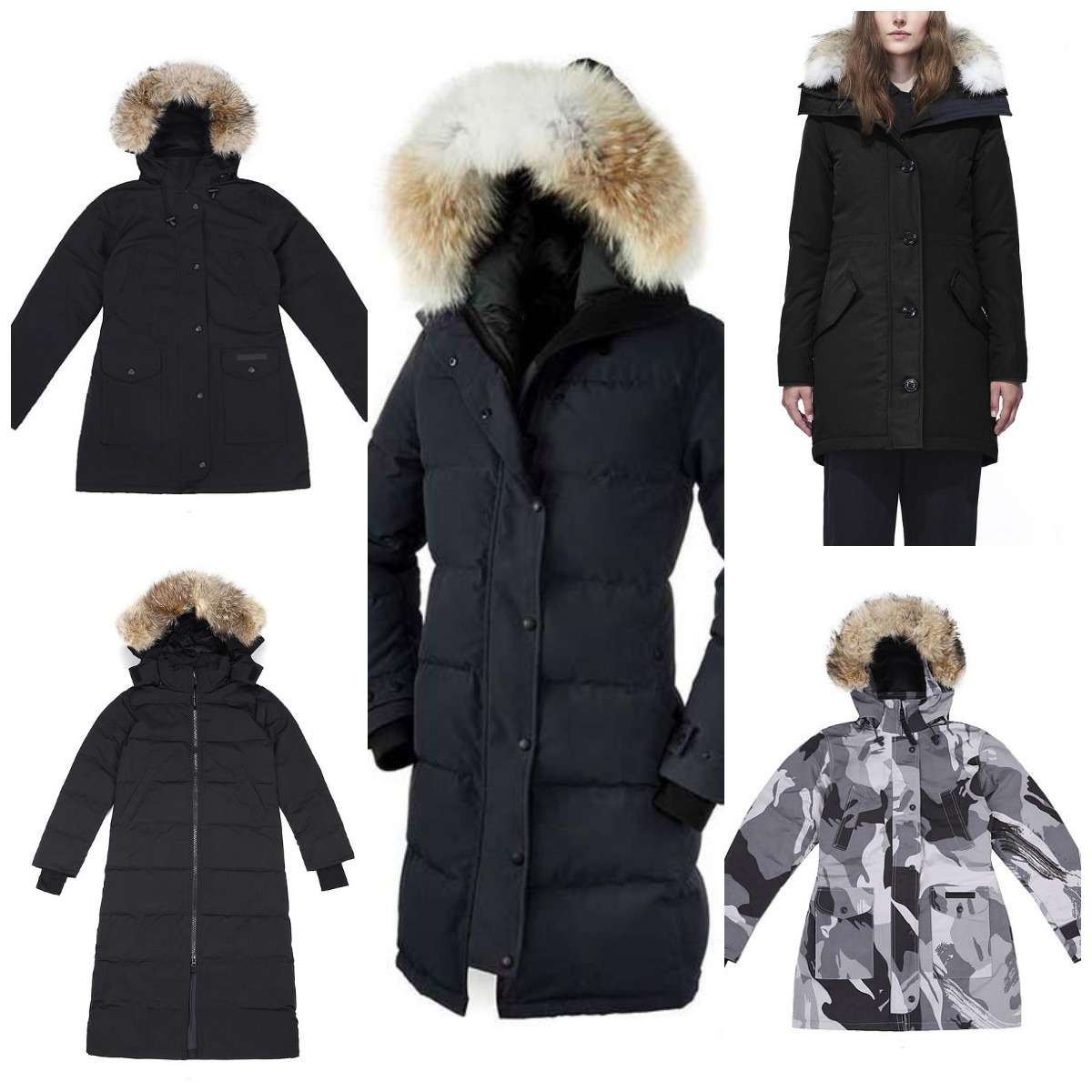 

Canada Outerwear Coats Women Winter Down Jacket Bomber Jackets Thick Wolf Fur Fluffy hoodie hoodies Coat Outdoor Classic FemaleWindproof Warm Parkas E0607, Dustbag