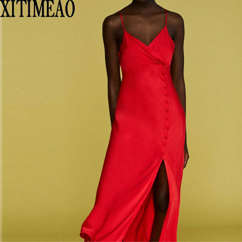 

ZA Summer Woman Party Night Dress Fashion Red Slit Slim Midi Sexy Off Shoulder Sling es Vestidos 210604, Pink
