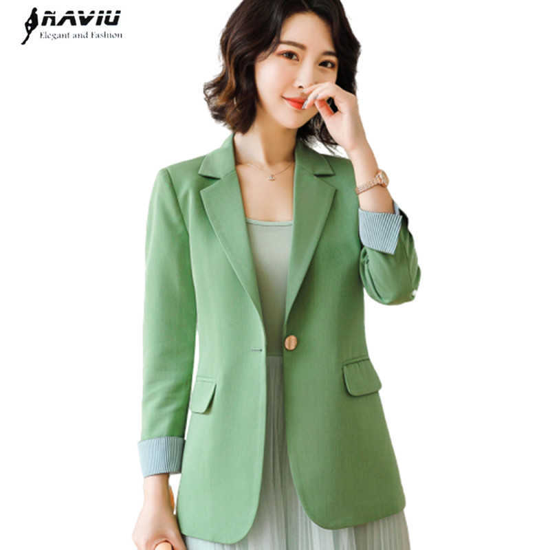 

Naviu Women Blazer Professional Temperament Spring Casual Fashion Long Sleeve Jacket Office Ladies Work Coat 210604, Fruit green blazer