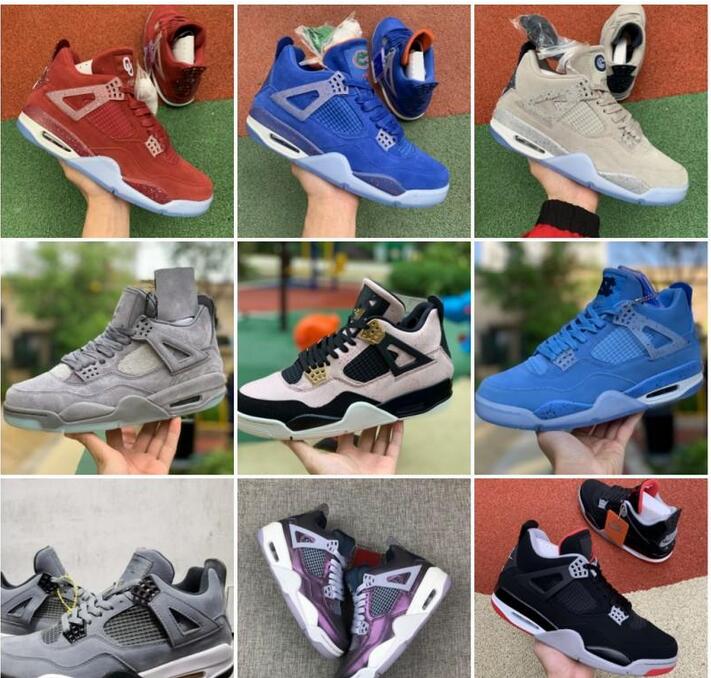 

With Shoe Box Georgetown Hoyas 4 Oklahoma Sooners PE Florida Gators Sports Basketball Shoes 4s UNC Powder Blue Cool Grey Silt Red Mens Designer Sneakers