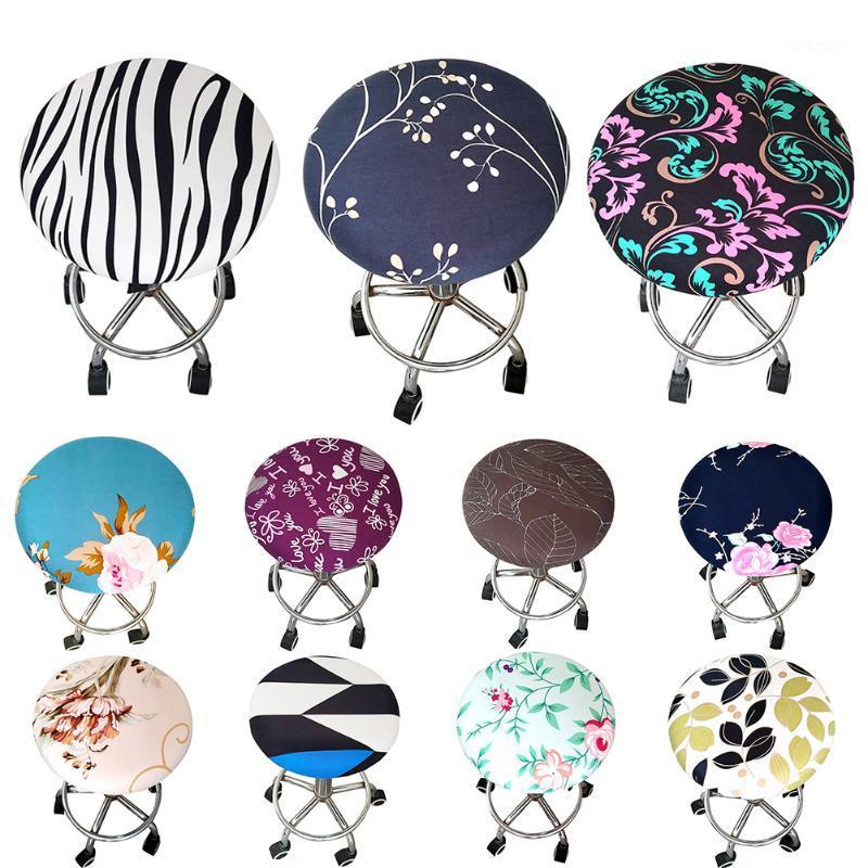 

Round Chair Cover Spandex Bar Stool Elastic Seat Covers Home Simple Stretch Floral Printed Fashion