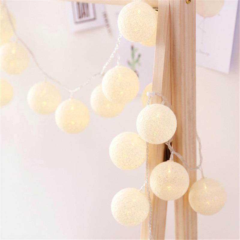 

Strings 6M 40 LED Cotton Ball Garland Lights String Christmas XmasHoliday Wedding Party Baby Bed Fairy Outdoor Decorations