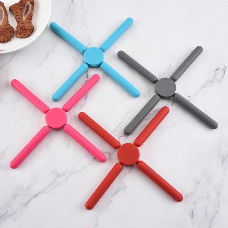 

Mats & Pads Pot Bowl Holder Placemat Folding Cross-shaped Silicone Trivet Washable Non-Slip Heat-Insulating Pad Kitchen Accessories