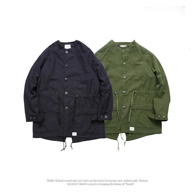 

wtaps Madness mDNS military style loose windbreaker Yu wenle work Jacket Medium Length swallow tail coat, White;black