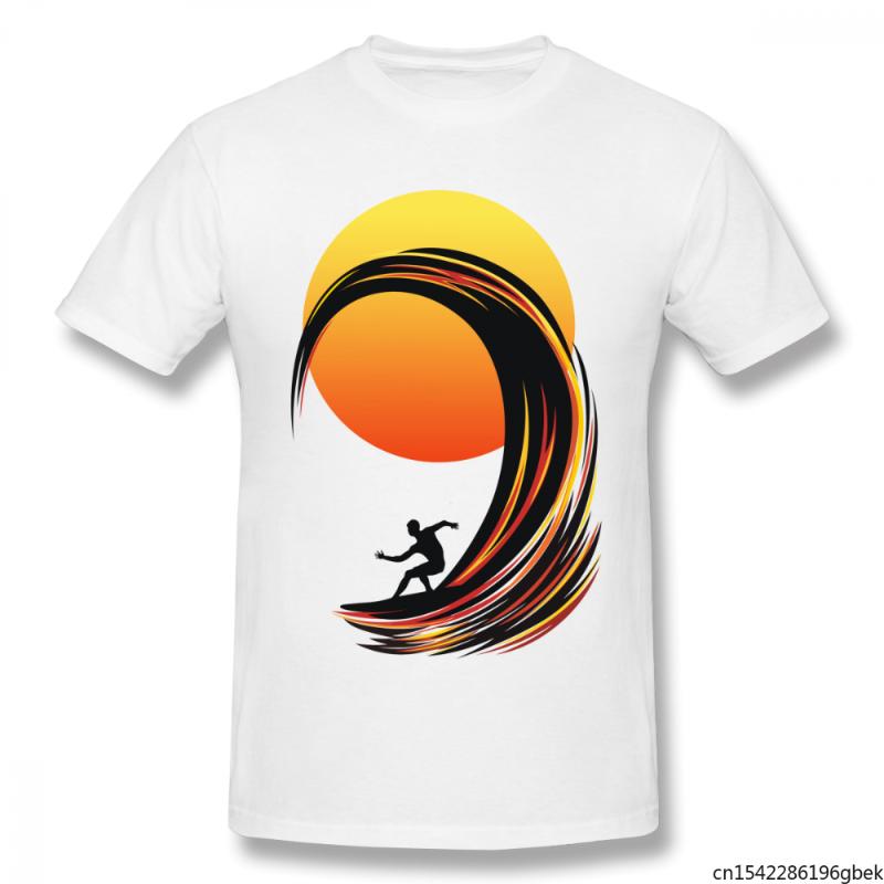 

Men's T-Shirts Men Surfing Sunset Design T-Shirt, Black