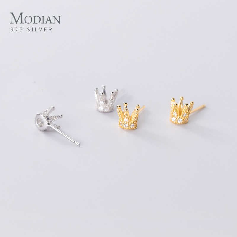

Arrive 925 Sterling Silver Mini Lovely Crown Stud Earring for Women Fashion Tiny Ear Pin Korea Style Fine Jewelry 210707