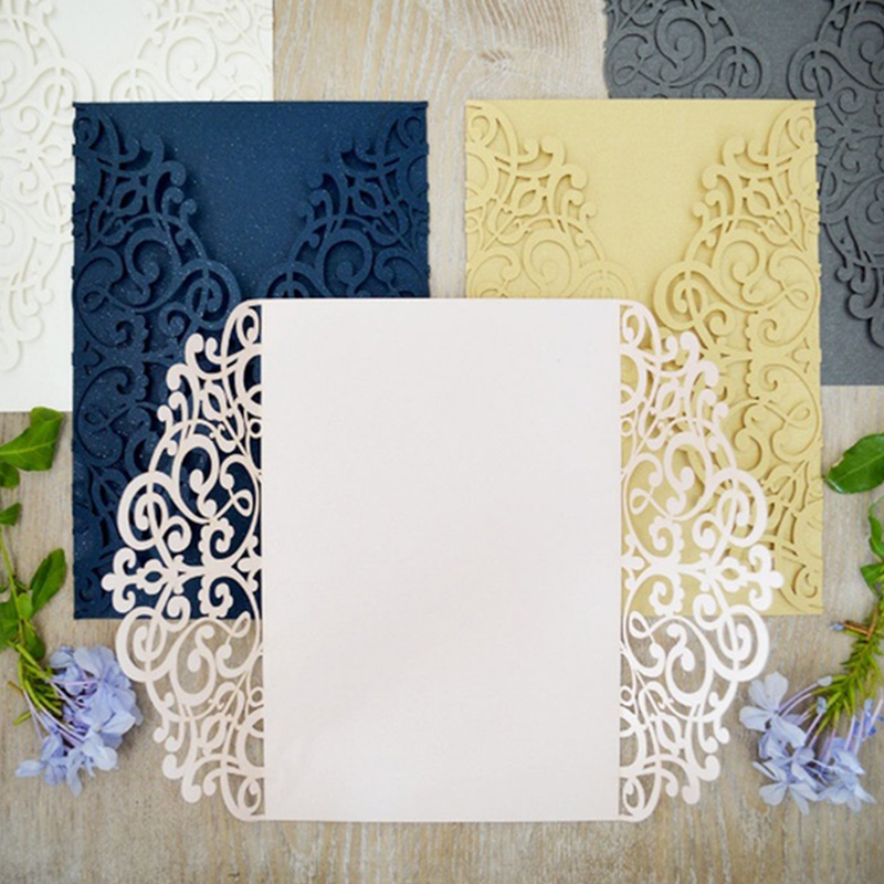 

Wedding Invitations Cards Laser Cut Flower Multi Color Decor Gift Greeting Card RSVP Customize Party Supplies 1222068