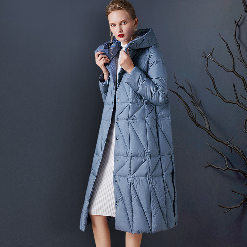 

down jacket women's 2021 90 white duck medium and long slim temperament hooded korean, Black