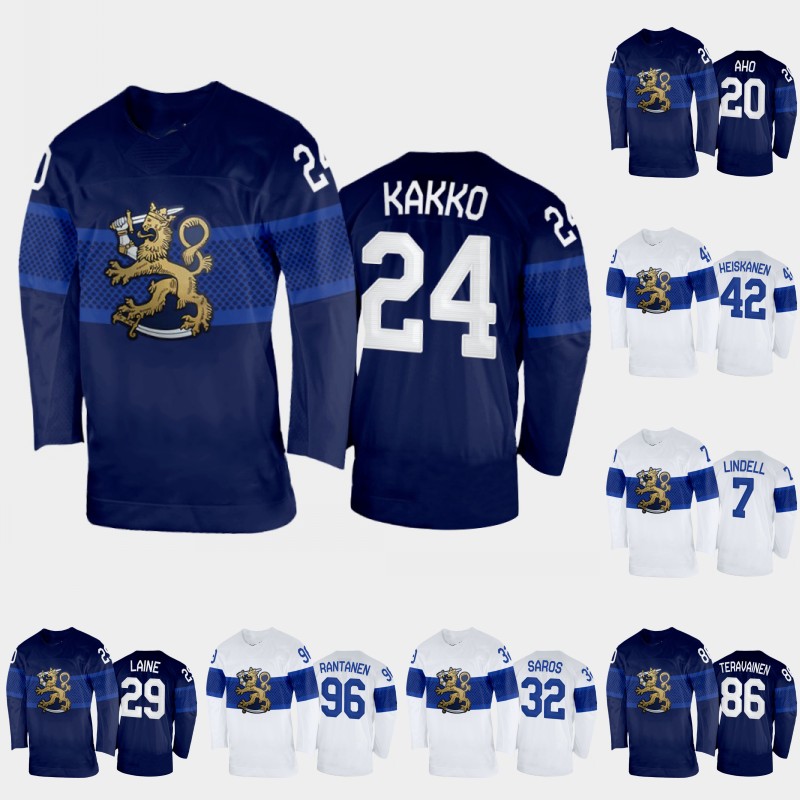 

Finland 2022 Hockey Jersey Kaapo Kakko Esa Lindell Sebastian Aho Patrik Laine Juuse Saros Tuukka Rask Miro Heiskanen Aleksander Barkov Teuvo Teravainen Rantanen, White