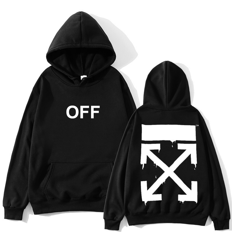 

Men's Hoodie Autumn and Winter 2121 Hooded Fashion Off Style White Plush Couple's Sweater 5ss8, Black