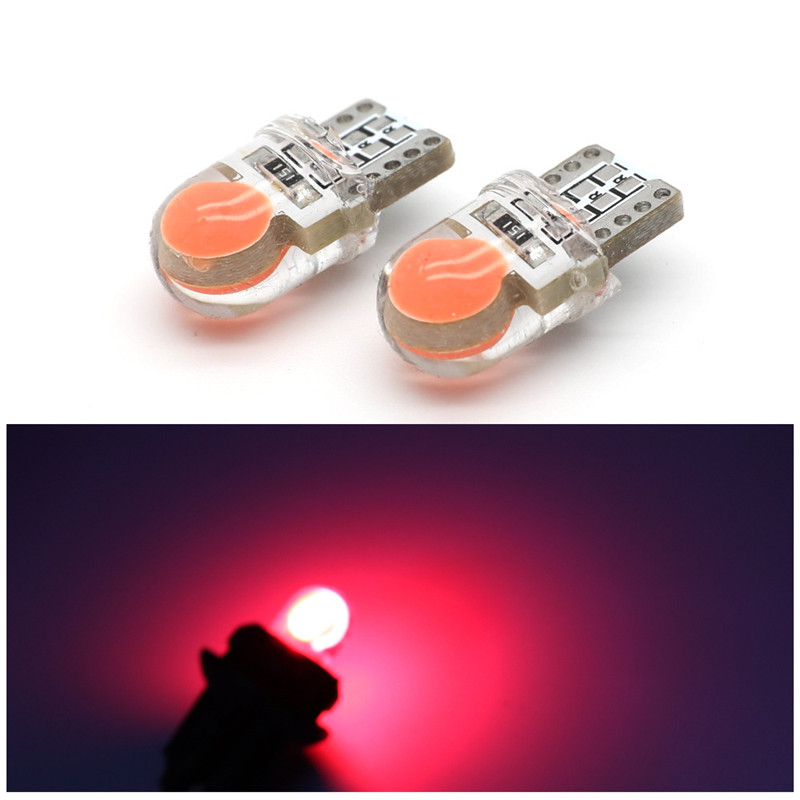 

100Pcs Auto T10 Red LED W5W 194 168 COB Bulb Silica Car Super Bright Turn Side License Plate Light Lamp DC 12V