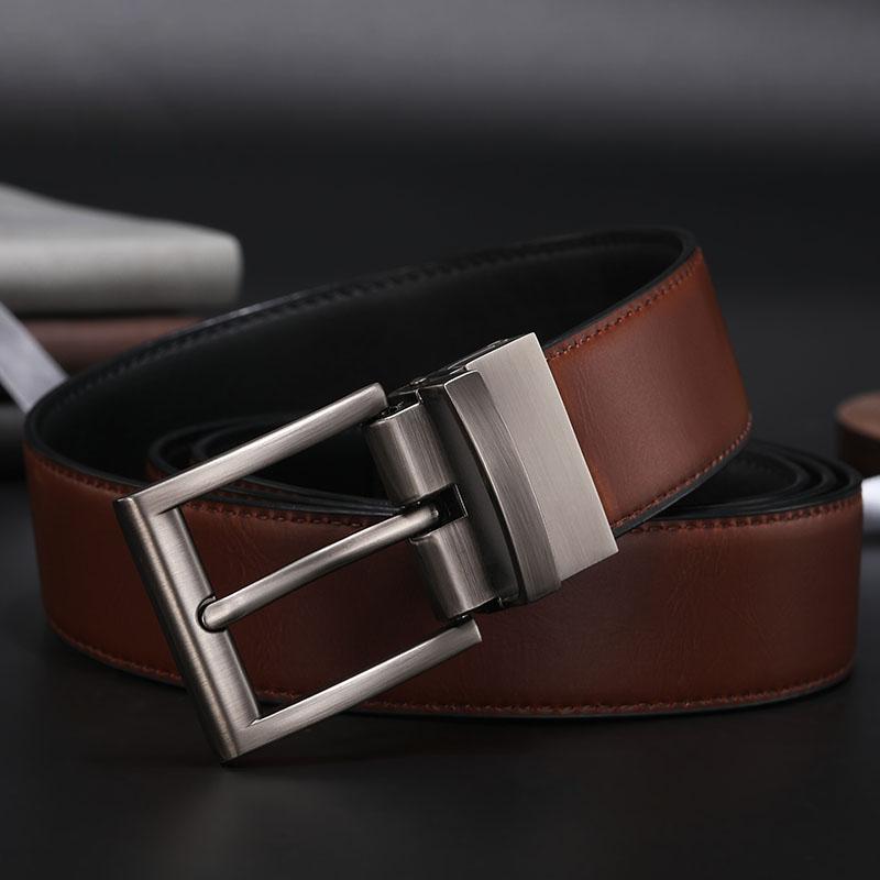 

Belts High-quality Double-sided Belt Real Cowhide Pin Buckle Men's Casual Business Luxury Jeans Are Assembling Accessories, Black