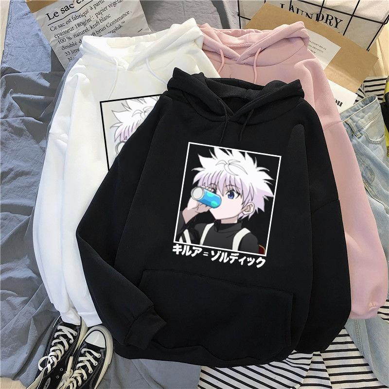 

Kawaii Hunter X Killua Womens Hoodies Zoldyck Anime Manga Black Bluzy Tops