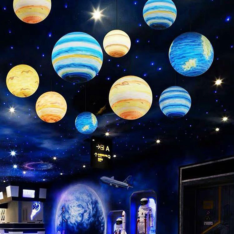 

Nordic Planet Pendant Lamp Novelty Creative Atmosphere Chandelier E27 Acrylic Ball Suspension Lamp Children's Boy Girl Light