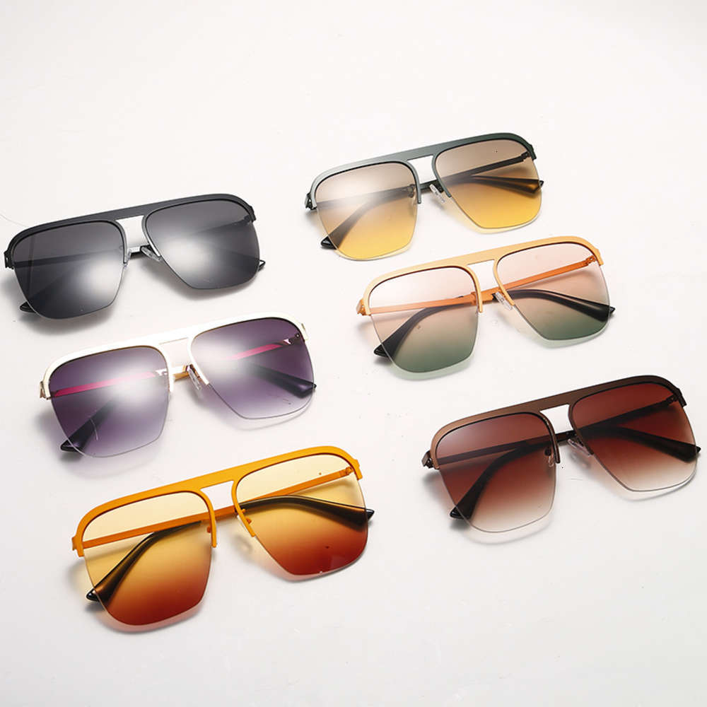 

sunglasses Fashionable sun frames Horn Retro Semi-Rimless Vintage Rimmed Unisex Half Frame Classic Trendy Stylish Sunglasses for Men Women D, Black