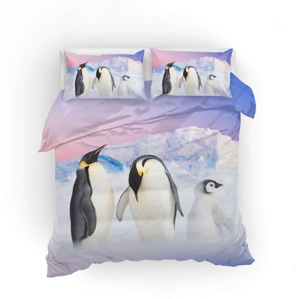 

Textiles Custom Penguins Iceberg Printing Animal Bedding Girls Boys Microfiber Duvet Cover Set Full  King Double Size for Home Hotel