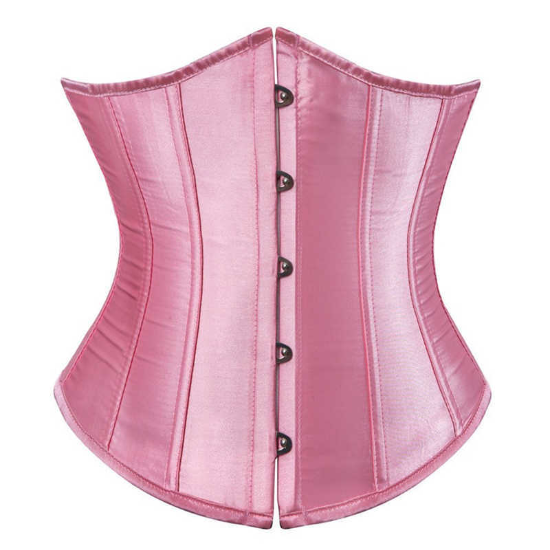 

Gothic Burlesque Underbust Corsets Bustiers Sexy Plus Size Satin Solid Color Vintage Lace Up Bodyshaper, Red