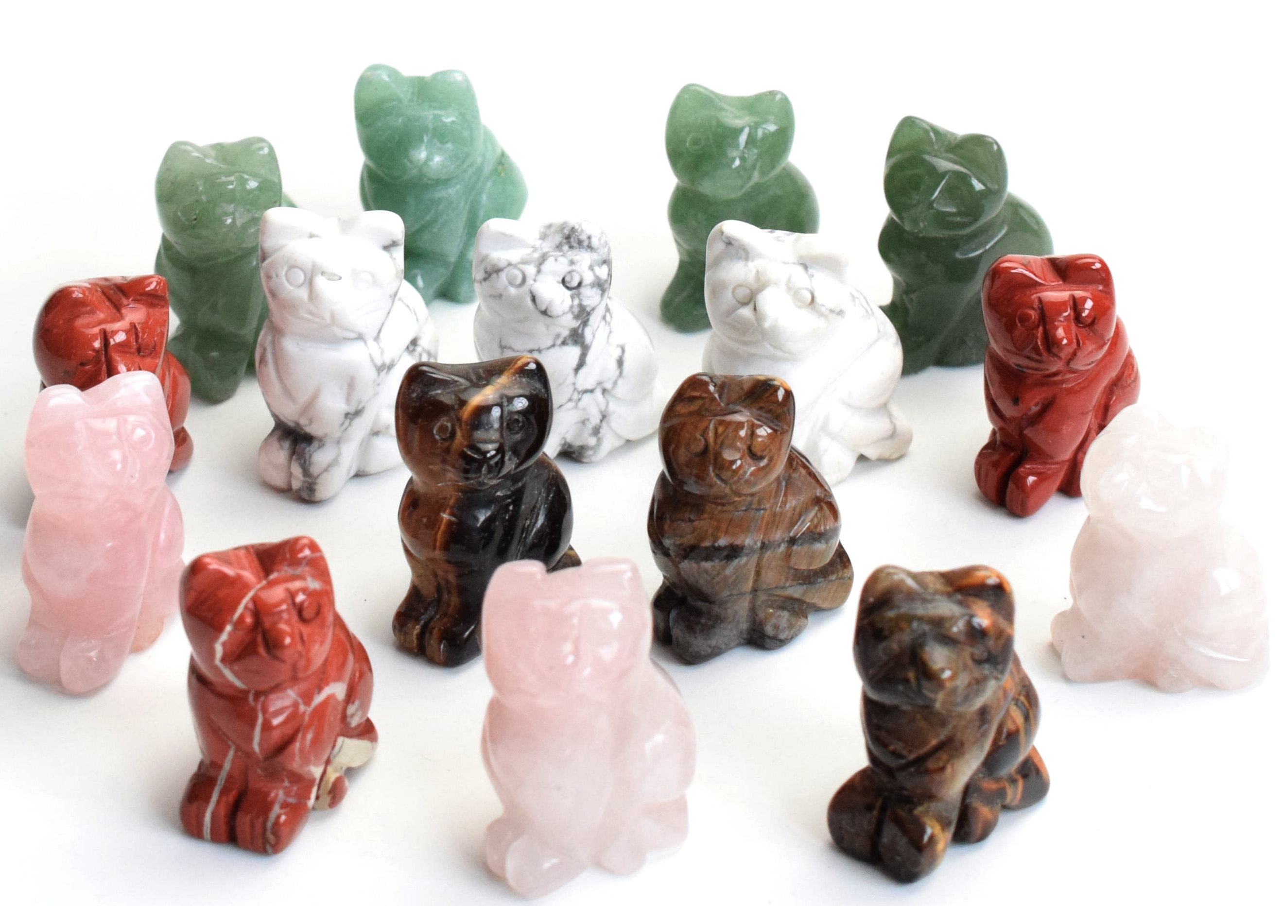 

1.5 INCHES Height Cat Statue Crafts Small Size Natural Chakra Stone Carved Crystal Reiki Healing Lucky Cute Animal Figurine 1pcs