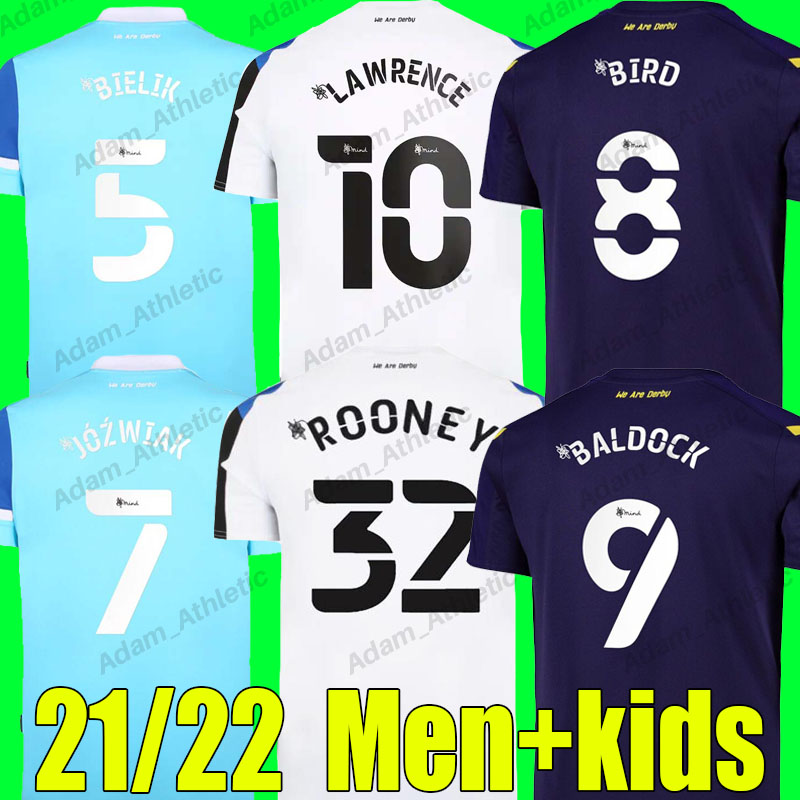 

Derby County ROONEY soccer jerseys 2021/22 JOZWIAK KNIGHT LAWRENCE football shirts DAVIES SIBLEY BIRD BIELIK jersey WISDOM SHINNIE BUCHANAN BALDOCK men kids kit top, 21-22 home