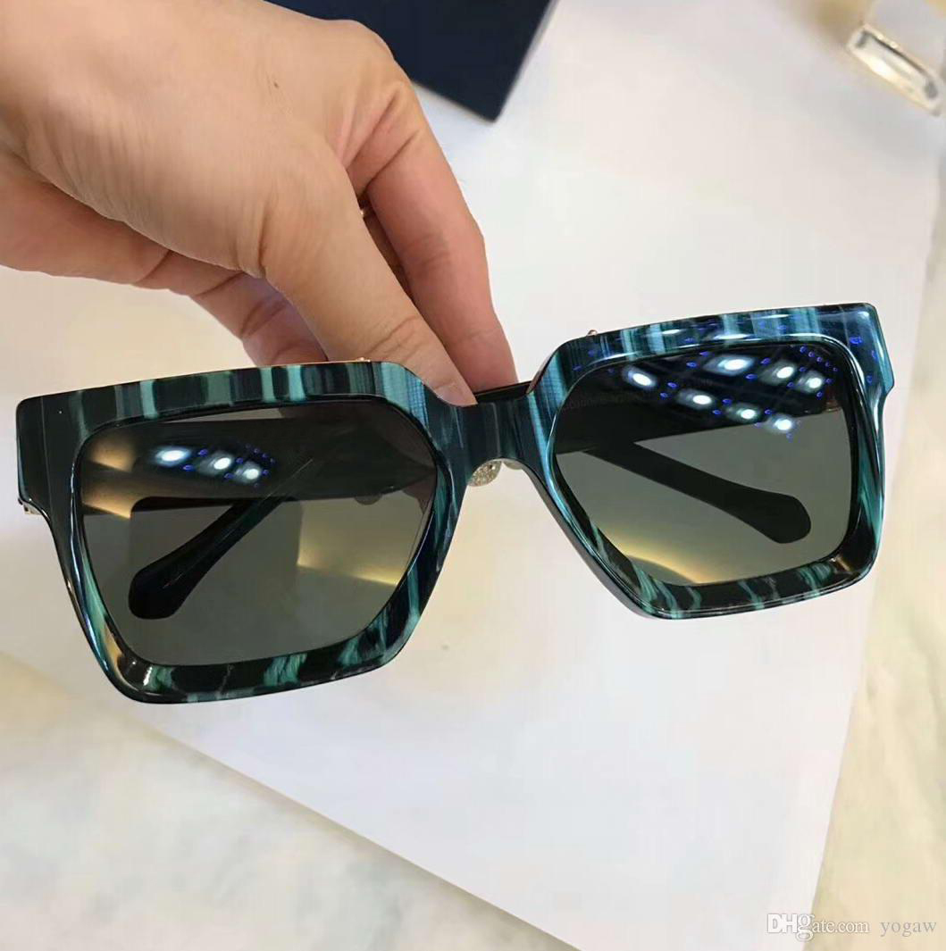 

Luxury Millionaires Sunglasses Gold Green Stripe/Dark Grey Lens 96006 Men Fashion Sunglasses Diving Glasses Summer with Box