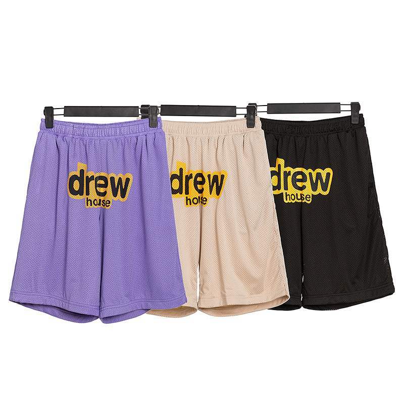 

Draw house Justin Bieber same smiling face mesh pants fog high street casual beach shorts, White;black