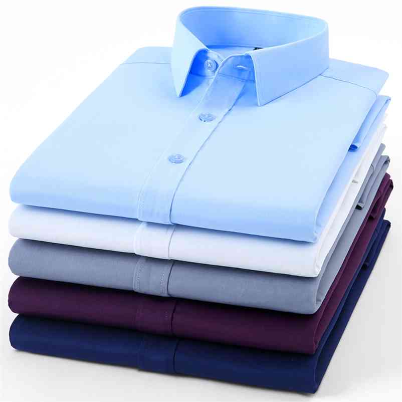 

Top Quality Men Dress Shirt Non Iron Fashion Long Sleeve Business Formal Regular Fit Office Camisa Social Masculina 210708, Blue