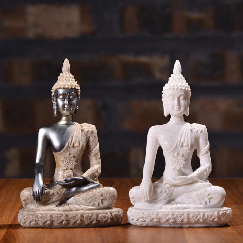 

Decorative Objects & Figurines Creative Sandstone Small Sitting Buddha Resin Ornaments Home Desktop Decoration Crafts Sculpture Figurine Liv