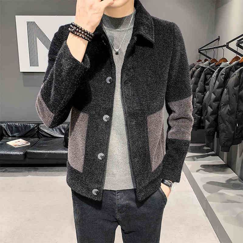 

Men's Suits & Blazers Wool Coat Fashion Patchwork en Jacket Slim Fit Luxury Clothing Turn Down Collar Casual s Jackets D7P9, Dark grey