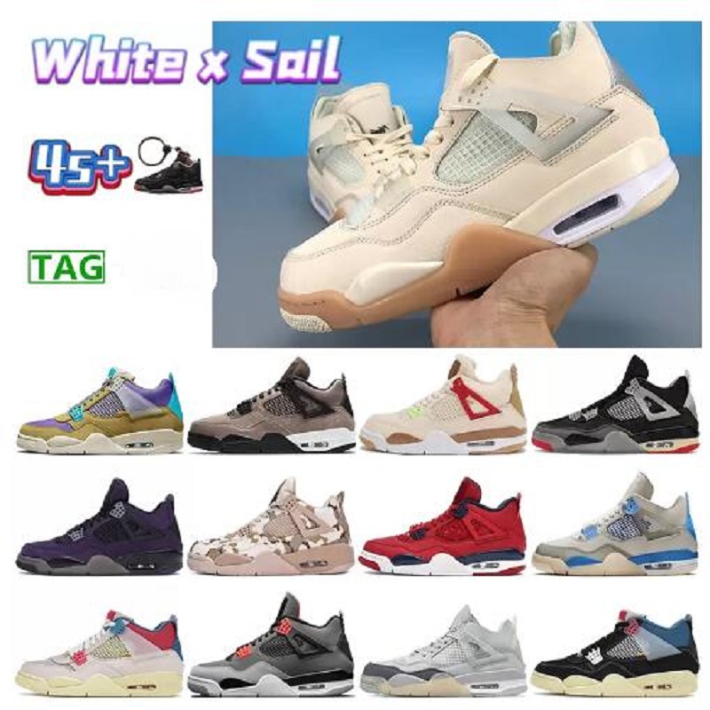 

With Box Basketball Shoes Shoe 4 4s Men Sneakers White x Sail Bred Taupe Haze SP Desert Moss DIY Guava Ice Rasta Suede Cool Grey Mens Sports Trainers, # 18