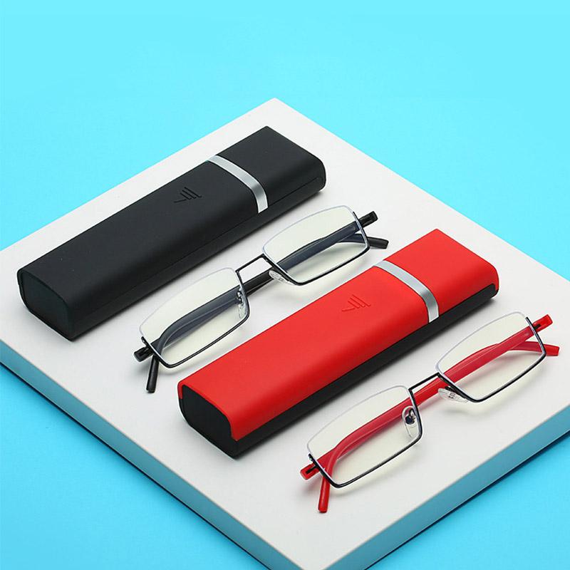 

Sunglasses TR90 Stainless Steel Half Frame Anti-Reflective Unisex Women Men Optical Mirror Presbyopia Eyewear Case