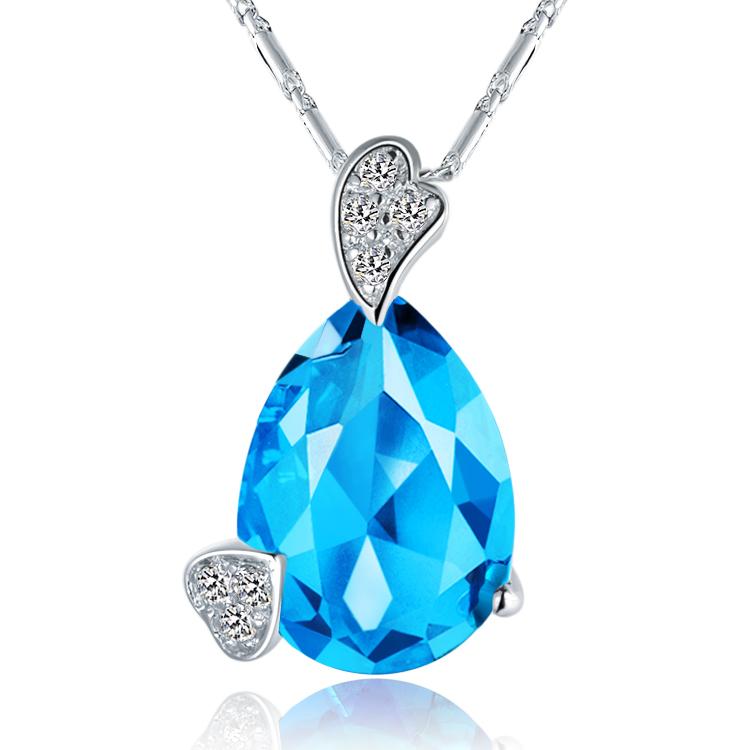 

Pendant Necklaces Silver Plated Women Water Drop Shape Necklace For Wear In Wedding Party