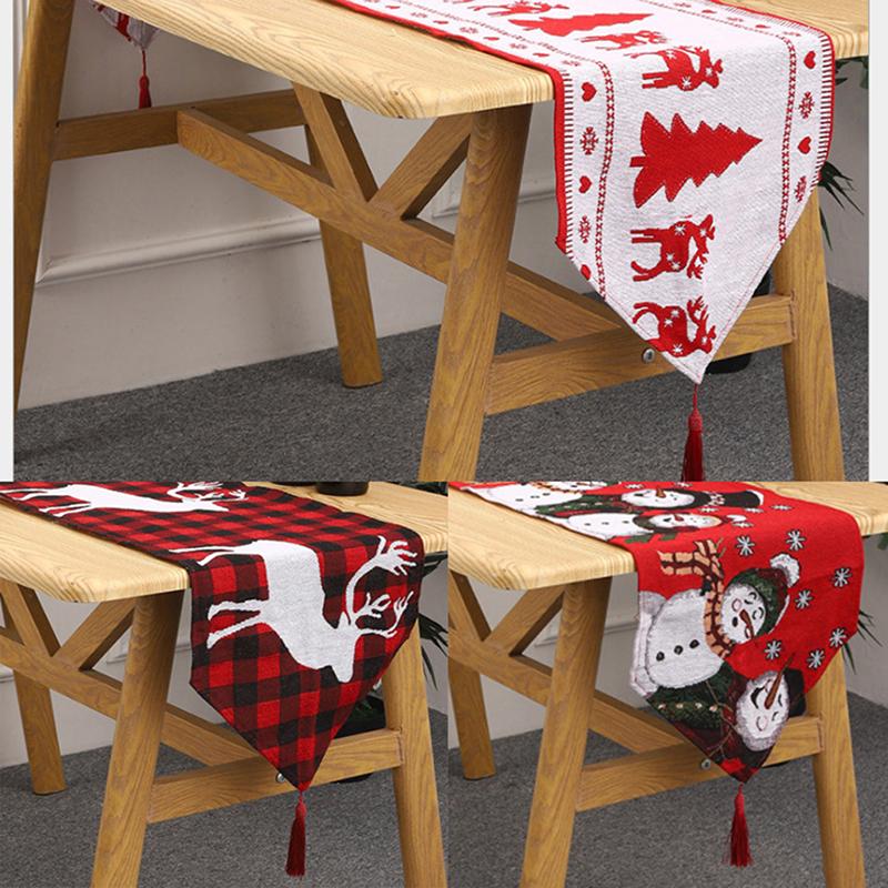 

Christmas Decorations Merry Table Xmas Cover Decor Home Decoration 1pcs Runner Santa Claus Elk Tablecloth