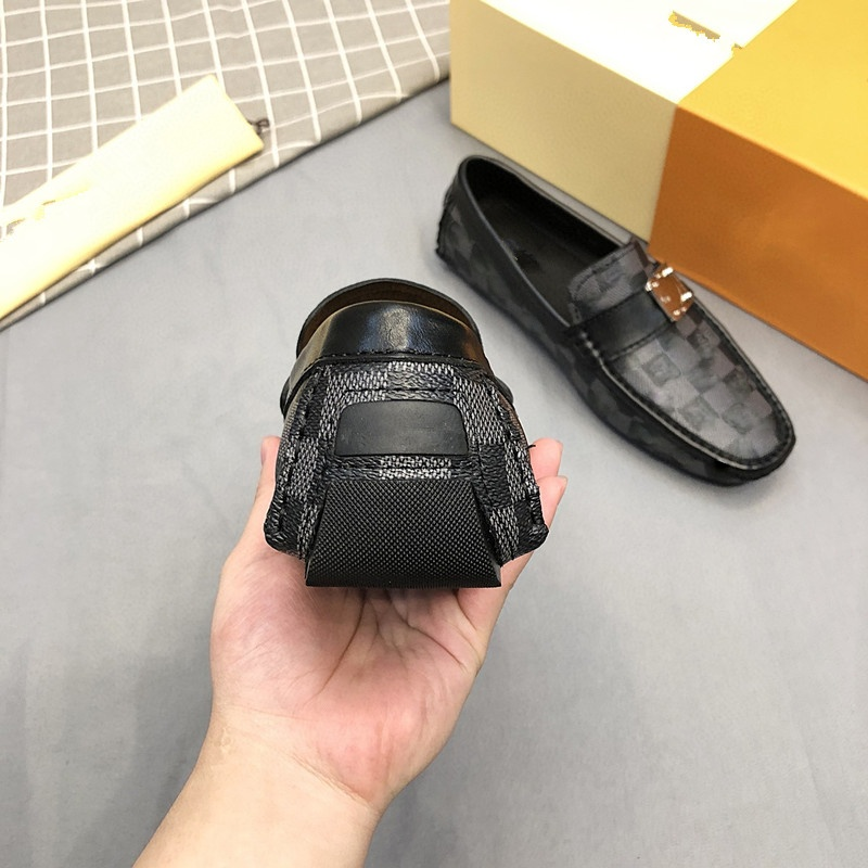 

High quality men's dress shoes casual flats bottom Loafers fashion luxury metal button peas shoes classic driving shoes for men RD429, Black