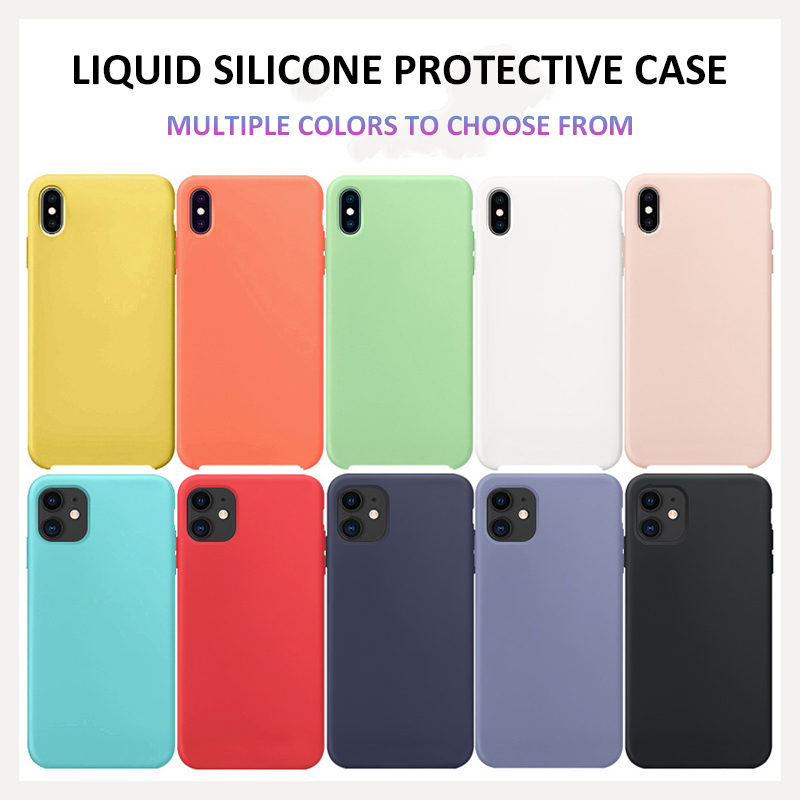 

Liquid Silicone Phone Case for Samsung A10s A20S A01 A11 for ip X XS MAX XR 7 8 6 6S Plus 11 Pro Max SE 2020 Cover Full Protective Cases, Black