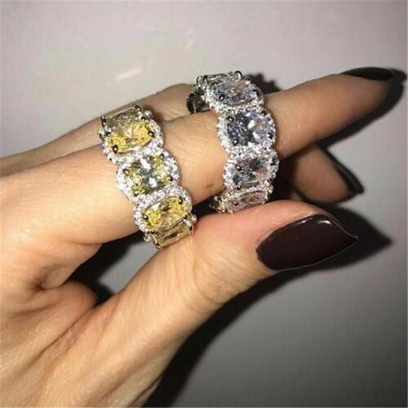 

Cluster Rings Eternity Lab Topaz Diamond Cz Ring 925 Sterling Silver Bijou Engagement Wedding Band For Women Men Fine Party Jewelry Gift
