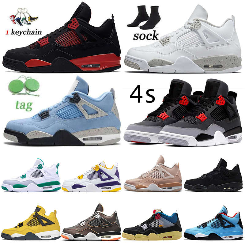 

2021 Top Quality Jumpman 4 4s Womens Mens Basketball Shoes Infrared Fire Red Thunder Desert Moss Cactus Jack Travis Scott Sports Sneakers Trainers Size 36-47, D32 36-47 green