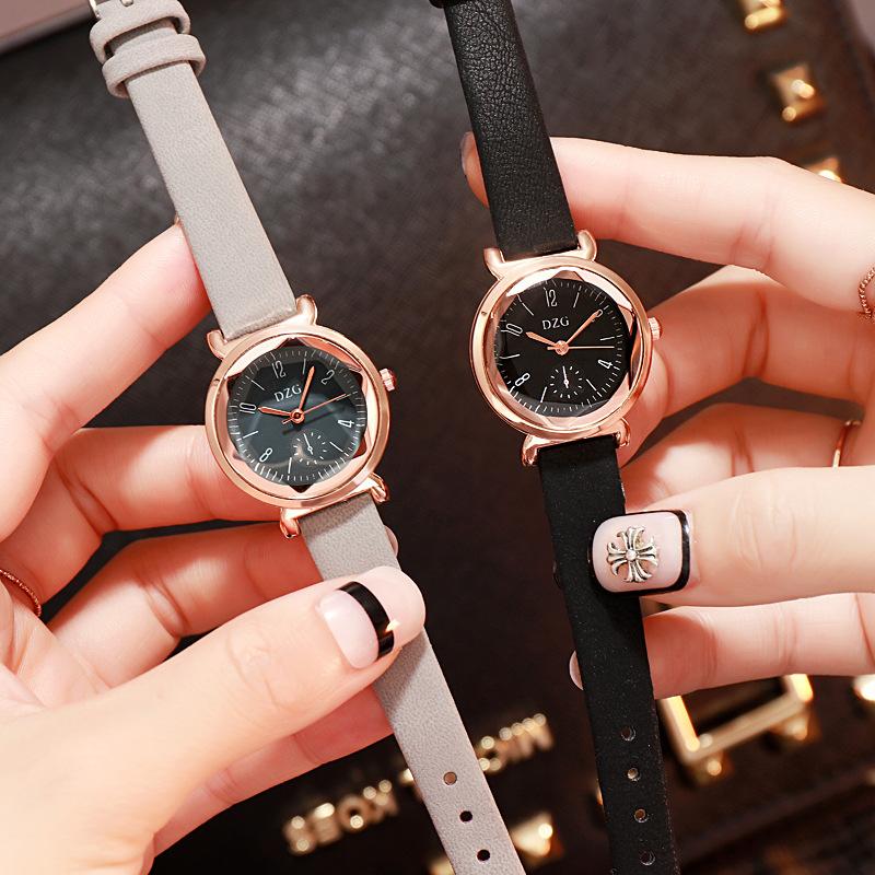 

Fashion Wrist Watch Women Geometry Crystal Woman Watches Korean Style Quartz Ladies Clock Leather Strap Relogio Feminino Wristwatches, Gray