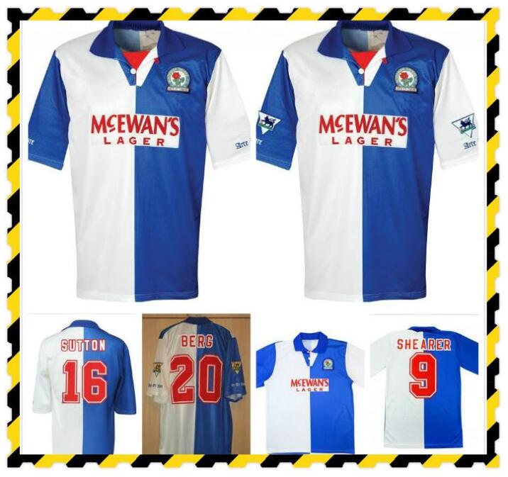 

Retro 94-96 Blackburn Rovers Soccer Jerseys Shearer Sutton Vintage Football Camisetas Futbol Camisas Shirts Classic Kit, Black;yellow