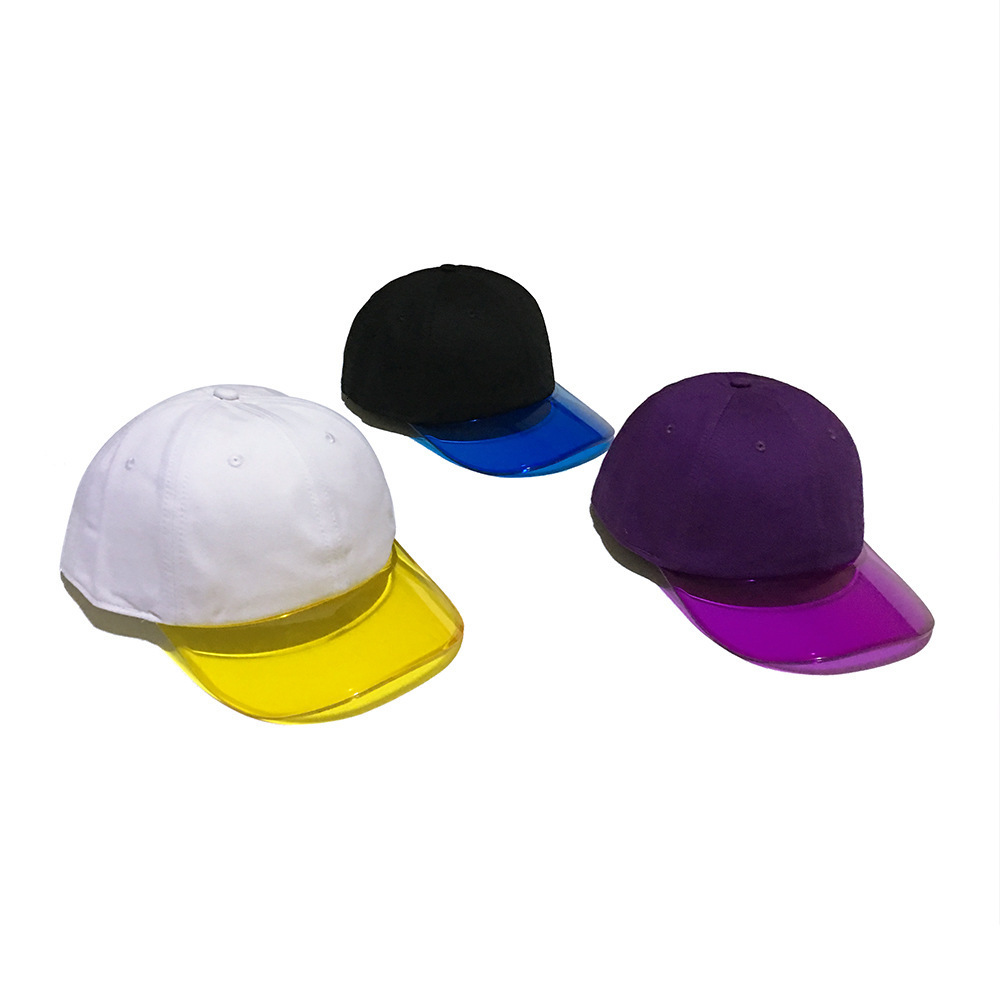 

Ins Transparent Brim Baseball Female Summer Street Trendsetter Solid Color Cap Sun Hat Male, 5719 black pvc transparent cap