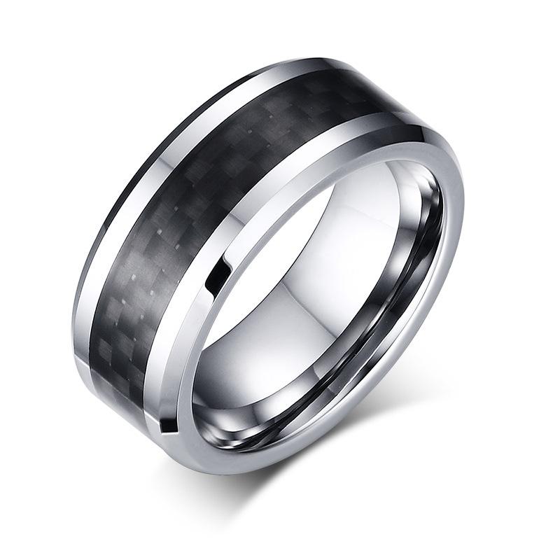

Cluster Rings Ring Europe And America Tungsten Steel Men's Carbon Fiber Jewelry