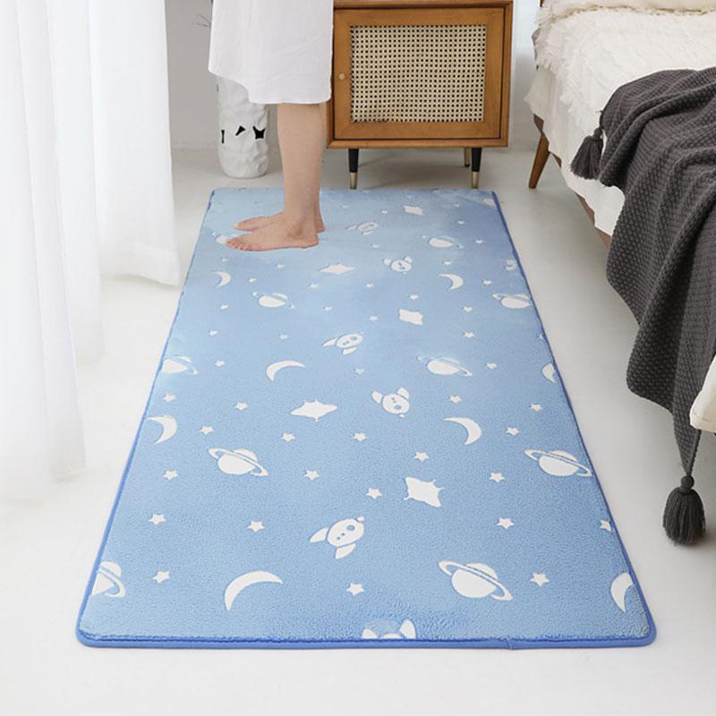 

Carpets 80*120cm Luminous Plush Rug Star Moon Children Bed Room Fluffy Floor Bedside Home Decor Rugs Velvet Mat