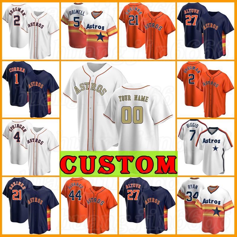 

Retro 34 Nolan Ryan Astro Custom 27 Jose Altuve Jersey 2 Alex Bregman Baseball Houston 7 Craig Biggio 99 J.J. Watt 43 Lance McCullers, Custom new cool base(taikongren)