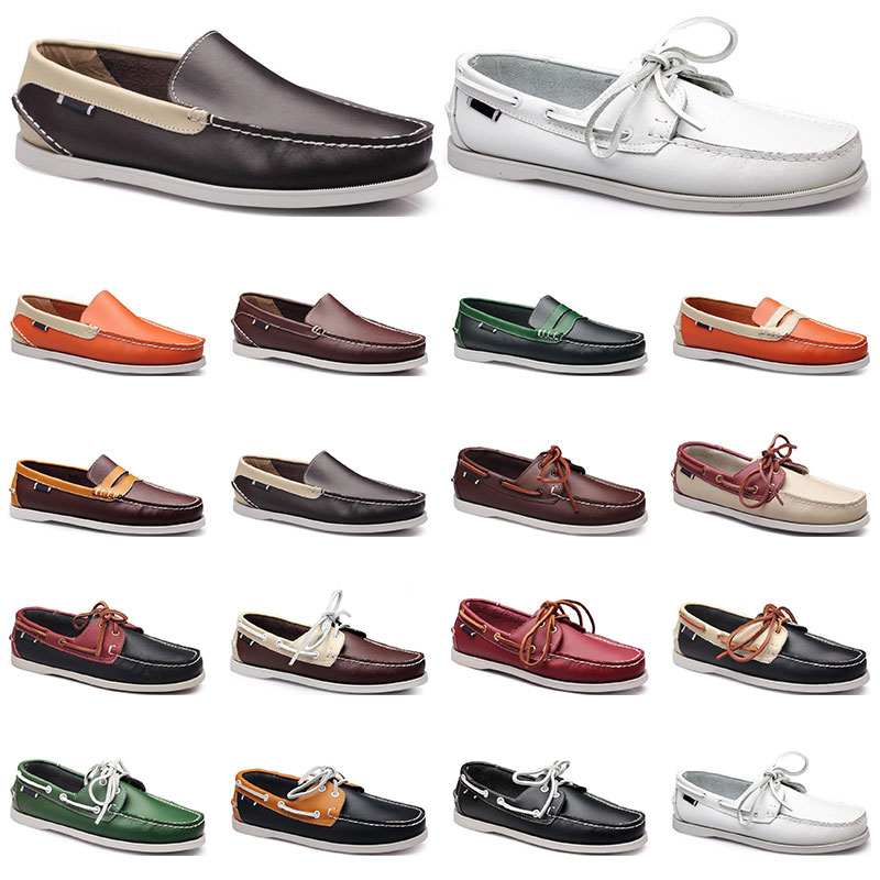 

101 Womens sneakers Sailing shoe mens casual leather shoes black white red green orange brown outdoor trainers size 38-45, 14