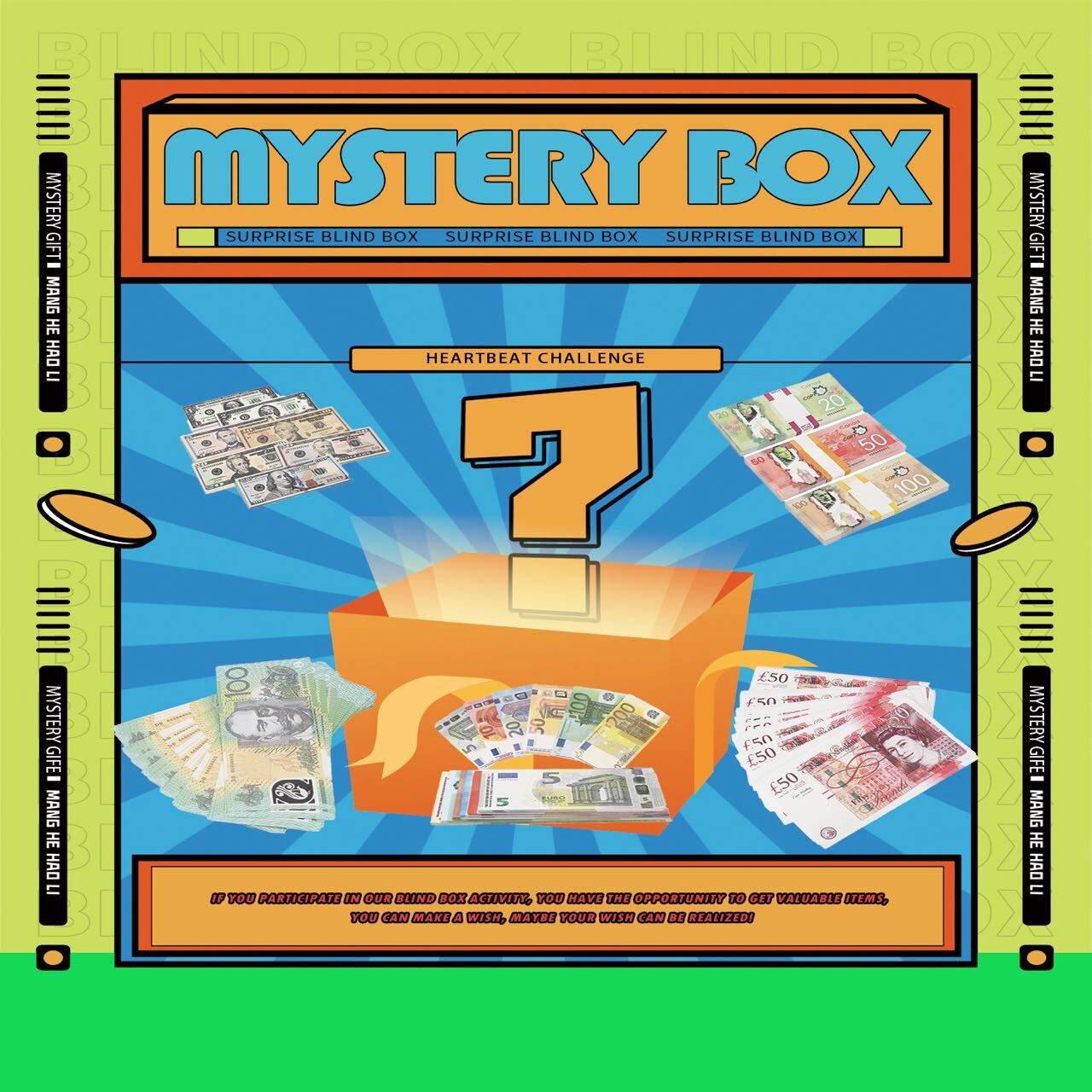 

Mysterious blind box toy Party Replica US Fake money kids play or family game paper copy banknote 100pcs pack Practice counting Movie prop pretend games