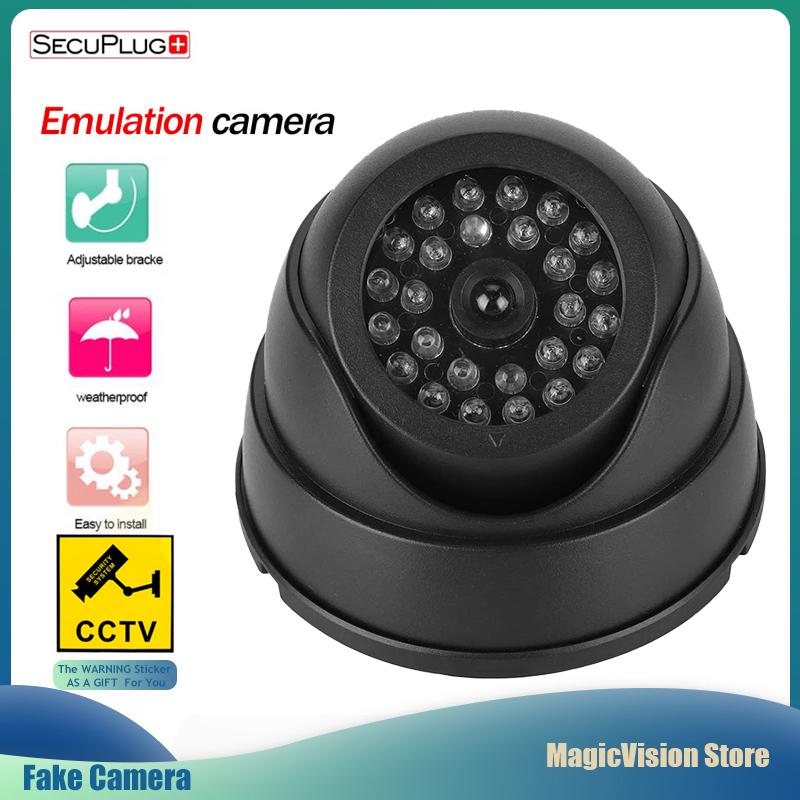 

Security Fake Camera Red Flashing LED Light Free Warning Sticker Indoor Outdoor Simulation Video Surveillance Safety IP Cameras